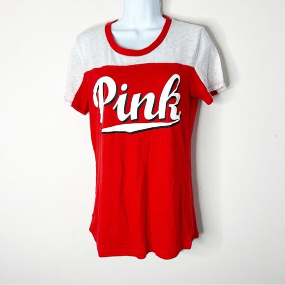 Pink Victoria's Secret Pink Logo Graphic Tee T-shirt Short Sleeve Red Medium - Picture 14 of 14